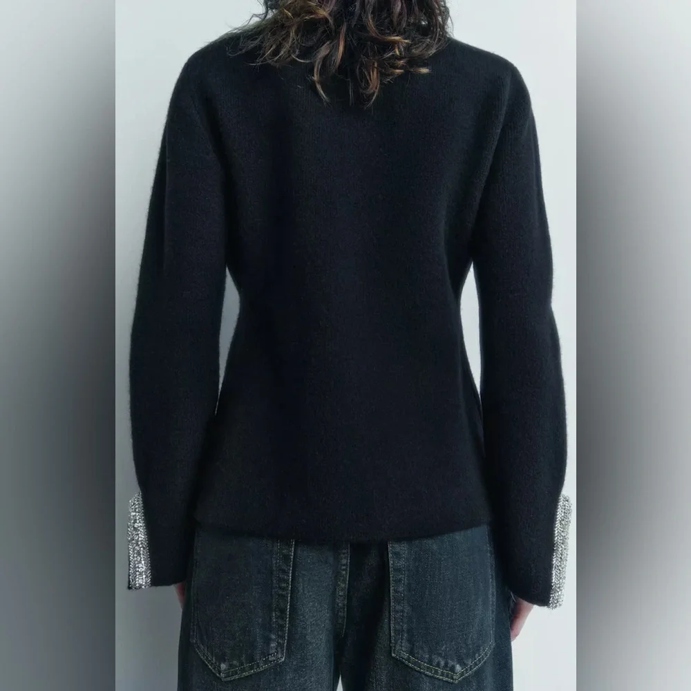 NWT Zara Jacket | ZARA 100% WOOL BEADED CARDIGAN/ JACKET (Size: M) - Picture 13 of 16